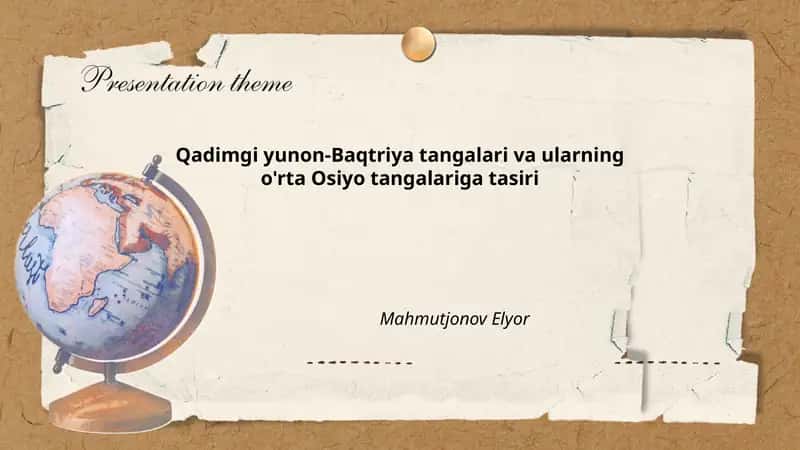 Qadimgi Yunon-Baqtriya tangalari va ularning o'rta Osiyo tangalariga tasiri
