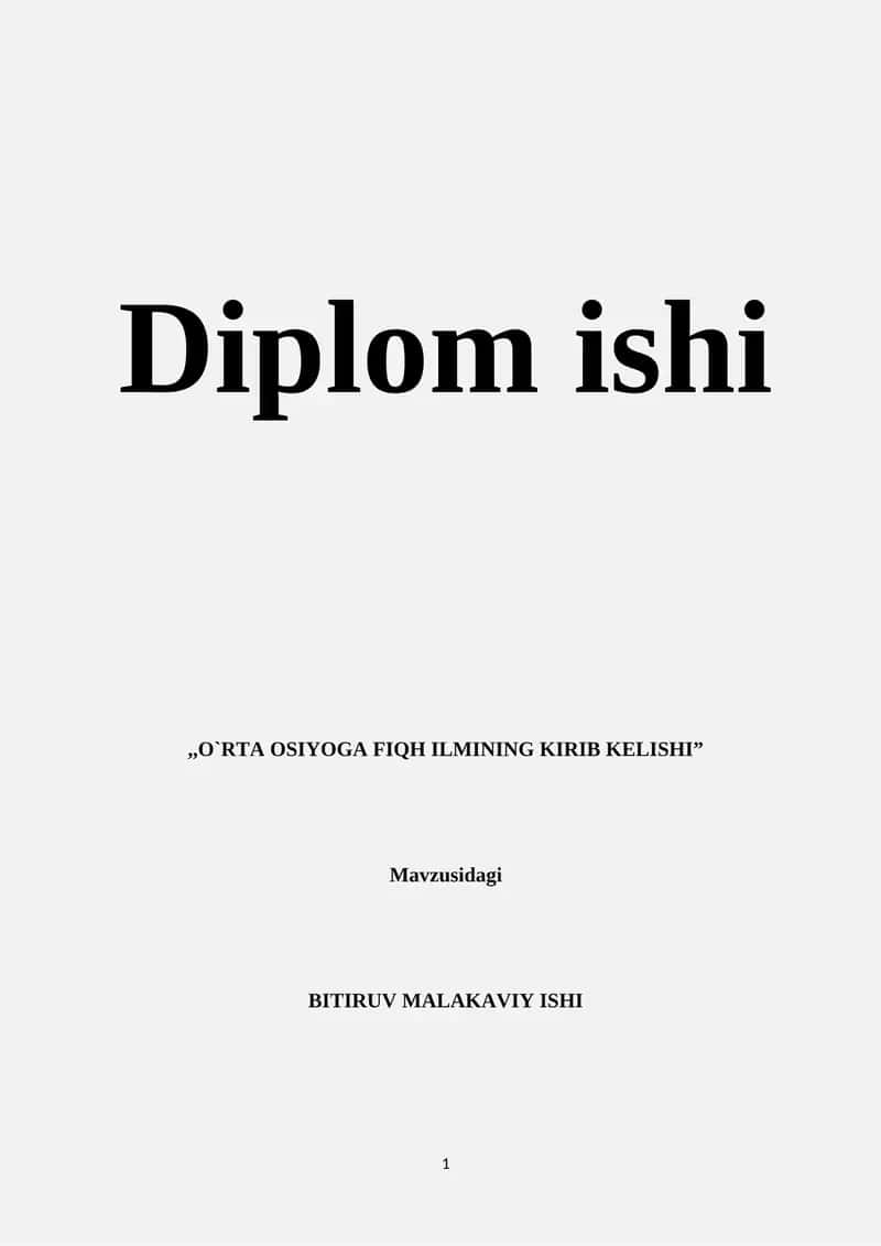 O`RTA OSIYOGA FIQH ILMINING KIRIB KELISHI
