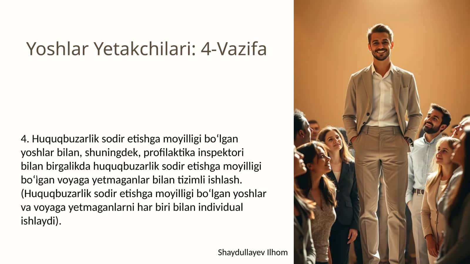 Yoshlar Yetakchilari: 4-Vazifa