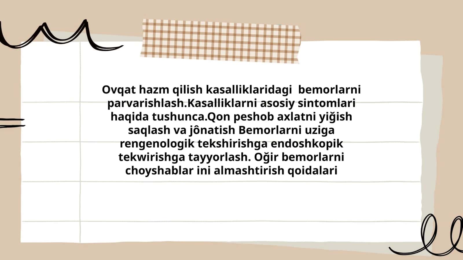 Ovqat hazm qilish kasalliklaridagi bemorlarni parvarishlash