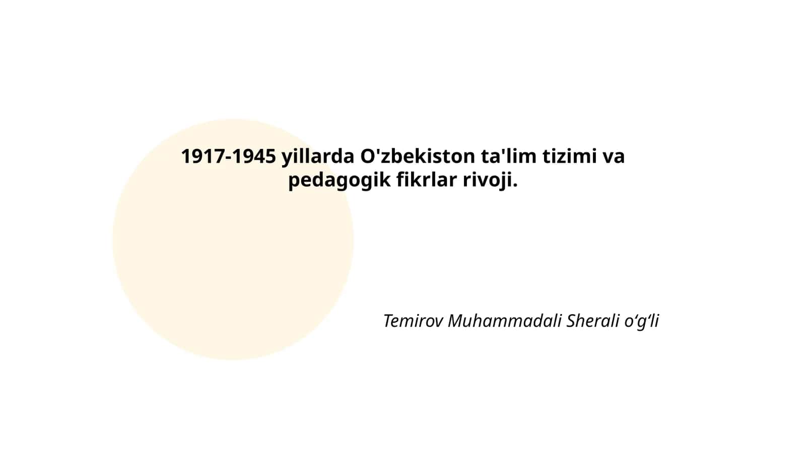 O'zbekiston ta'lim tizimi va pedagogik fikrlar rivoji