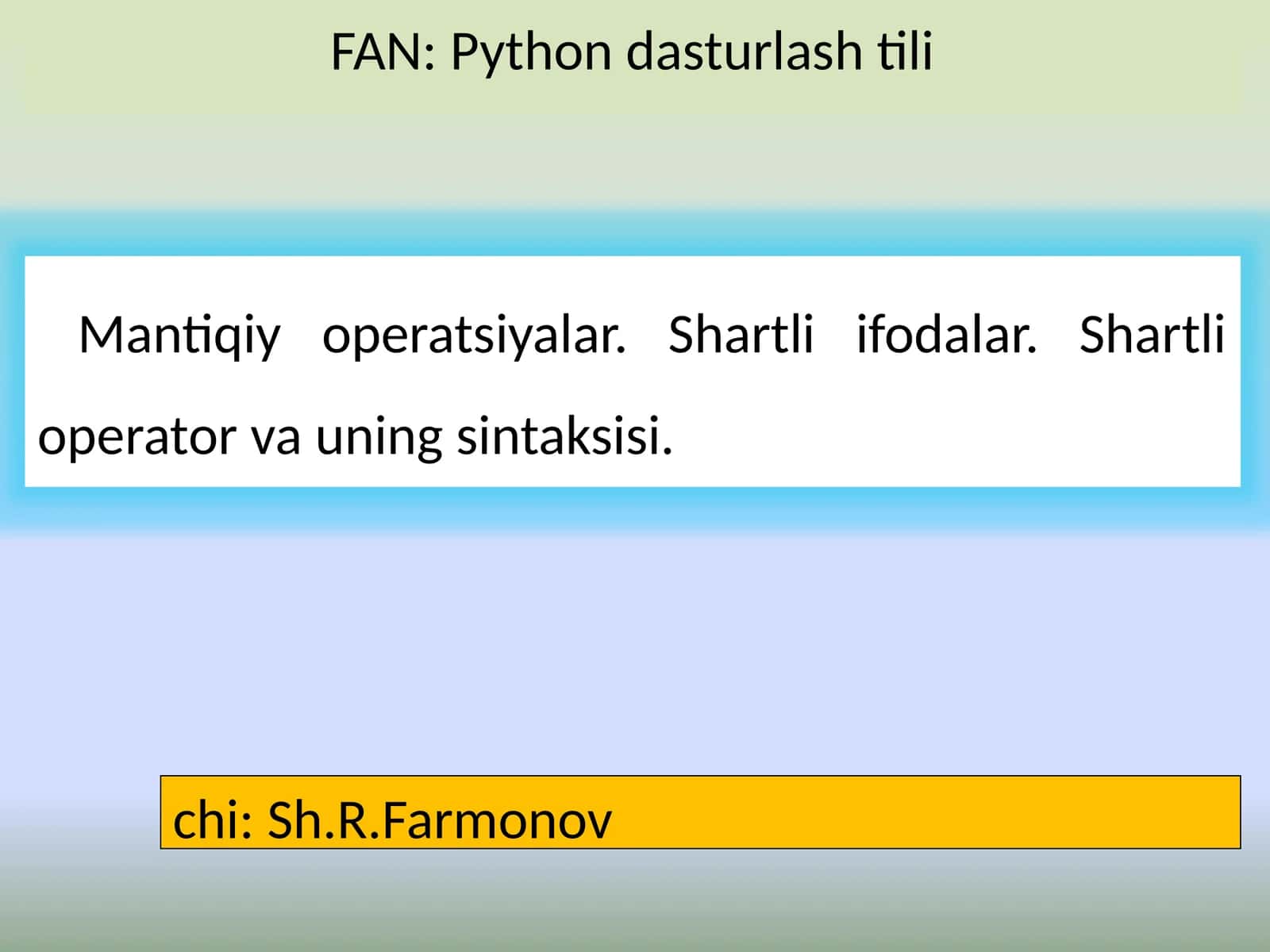 Mantiqiy operatsiyalar
