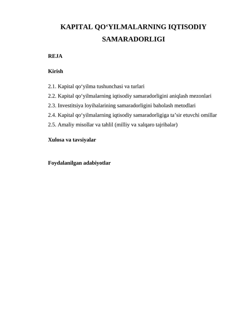 Kapital Qo‘yilmalar Haqida
