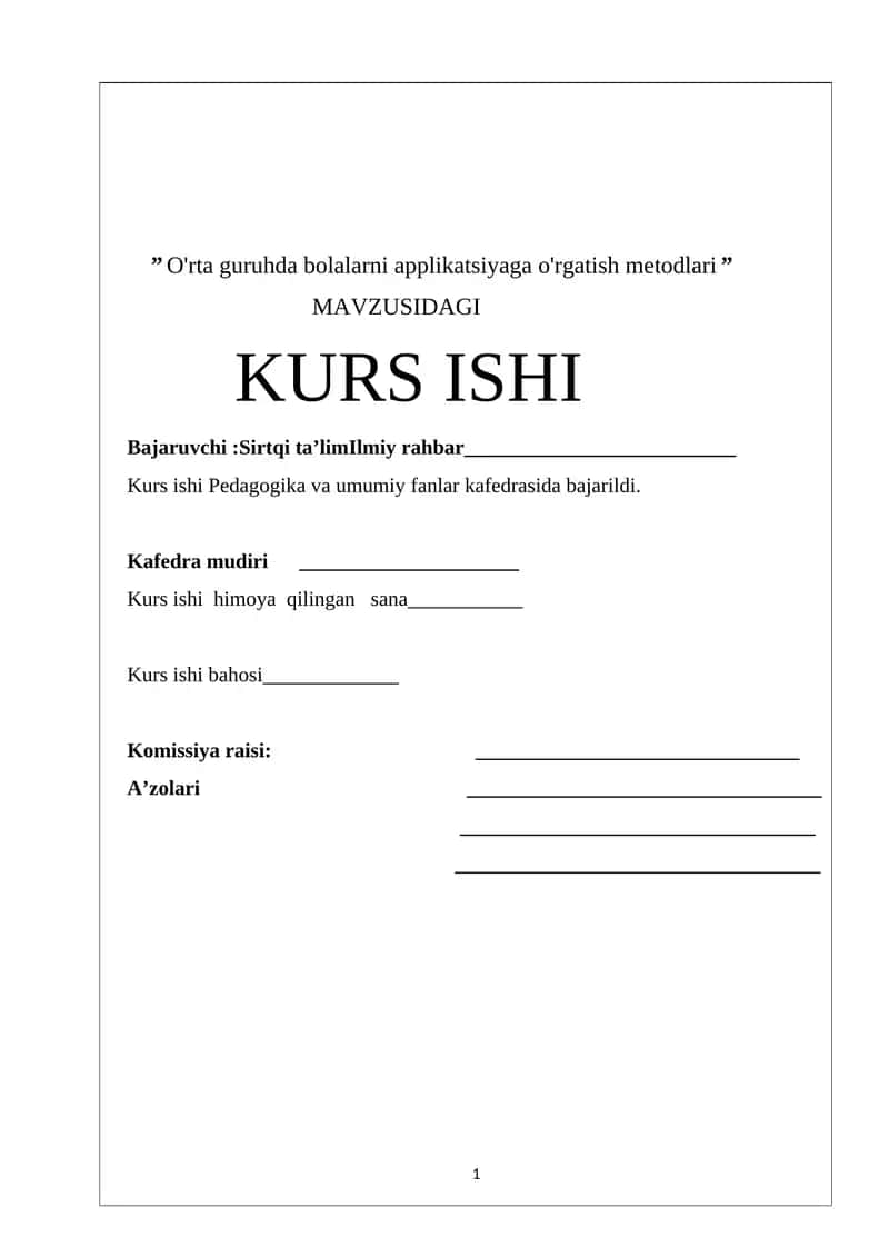 O'rta guruhda bolalarni applikatsiyaga o'rgatish metodlari