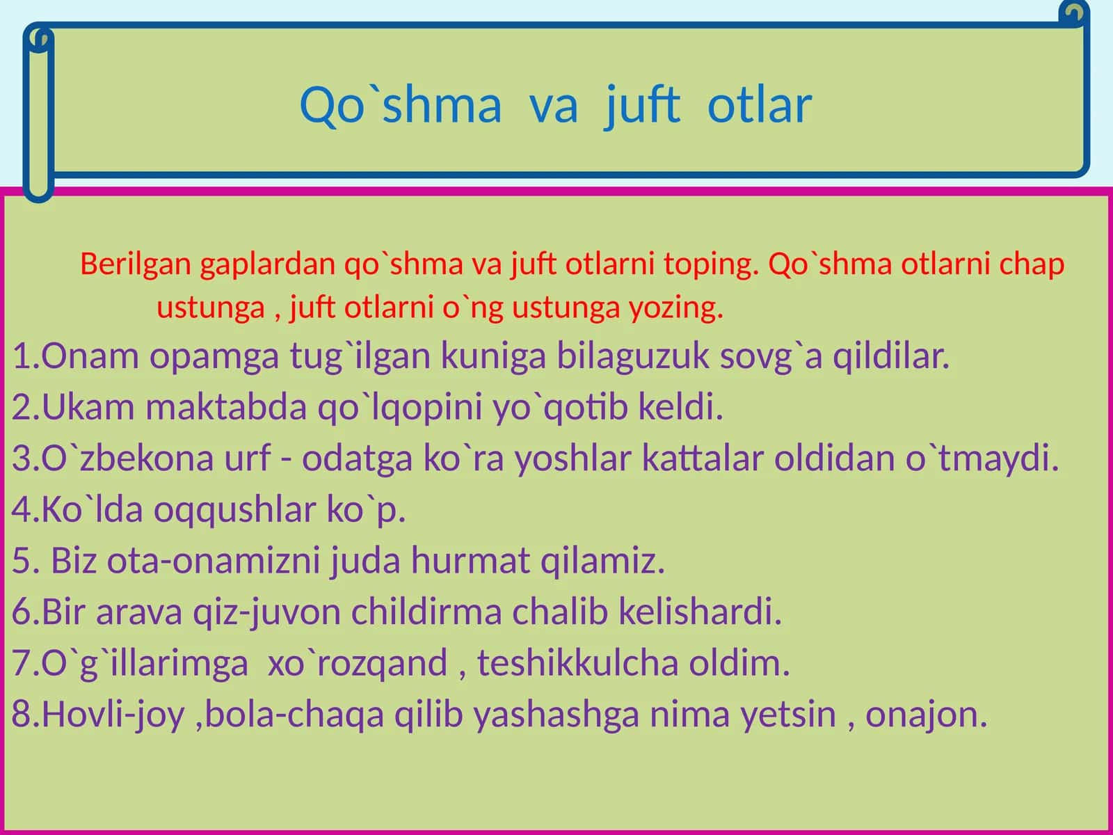 O'zbekona urf-odatga ko'ra yoshlar katta laroldi