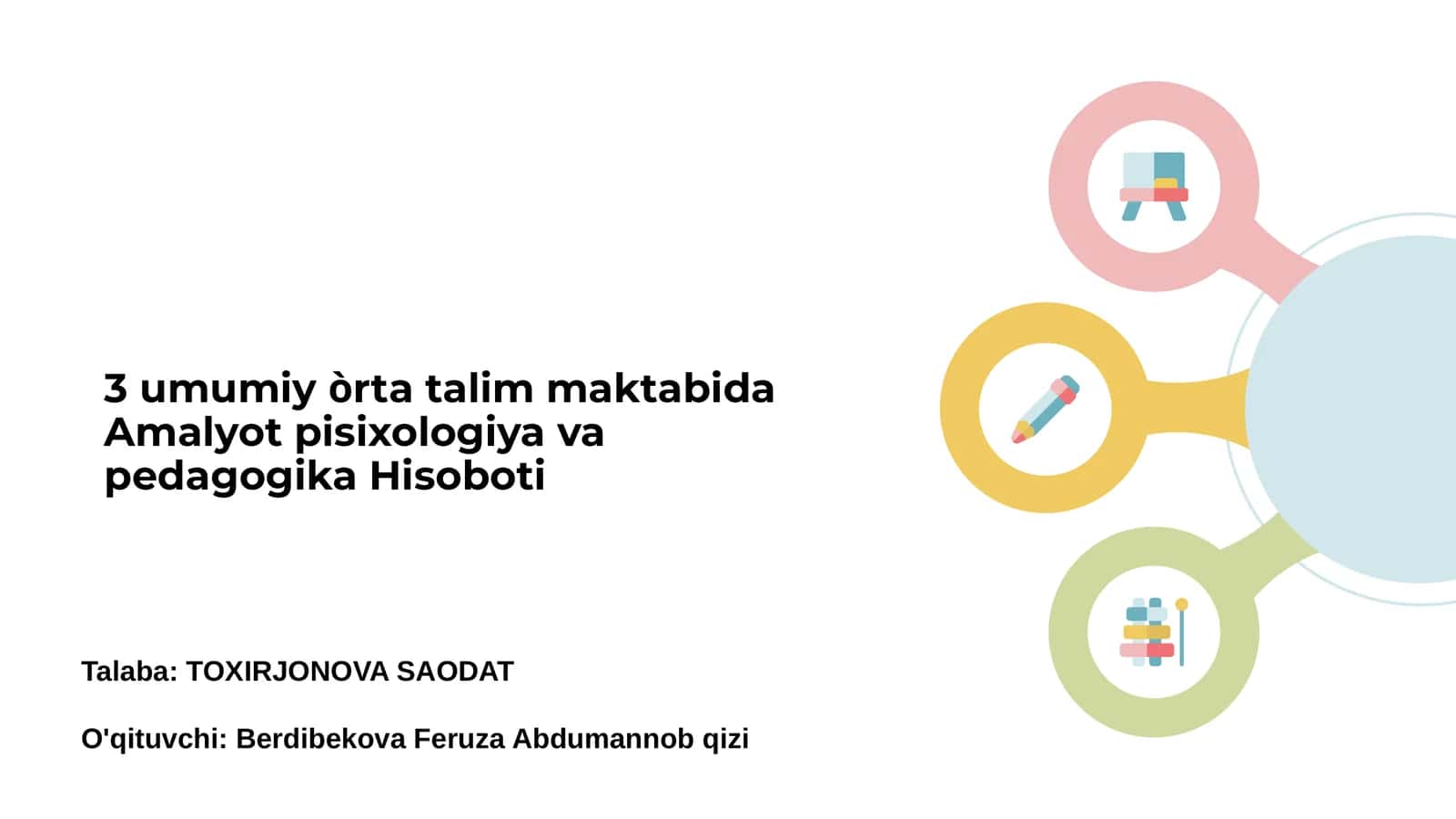 Amaliyot pisixologiya va pedagogika Hisoboti