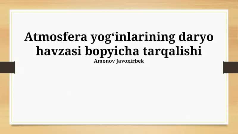 Havoning ifloslanishi va daryo ekosistemalariga ta'siri