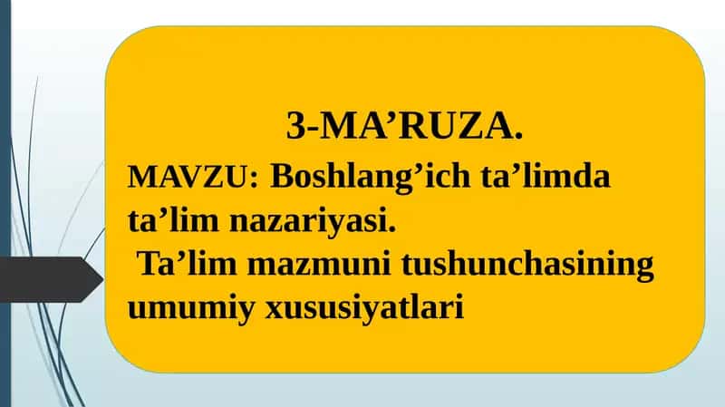Boshlang'ich ta'limda ta'lim nazariyasi