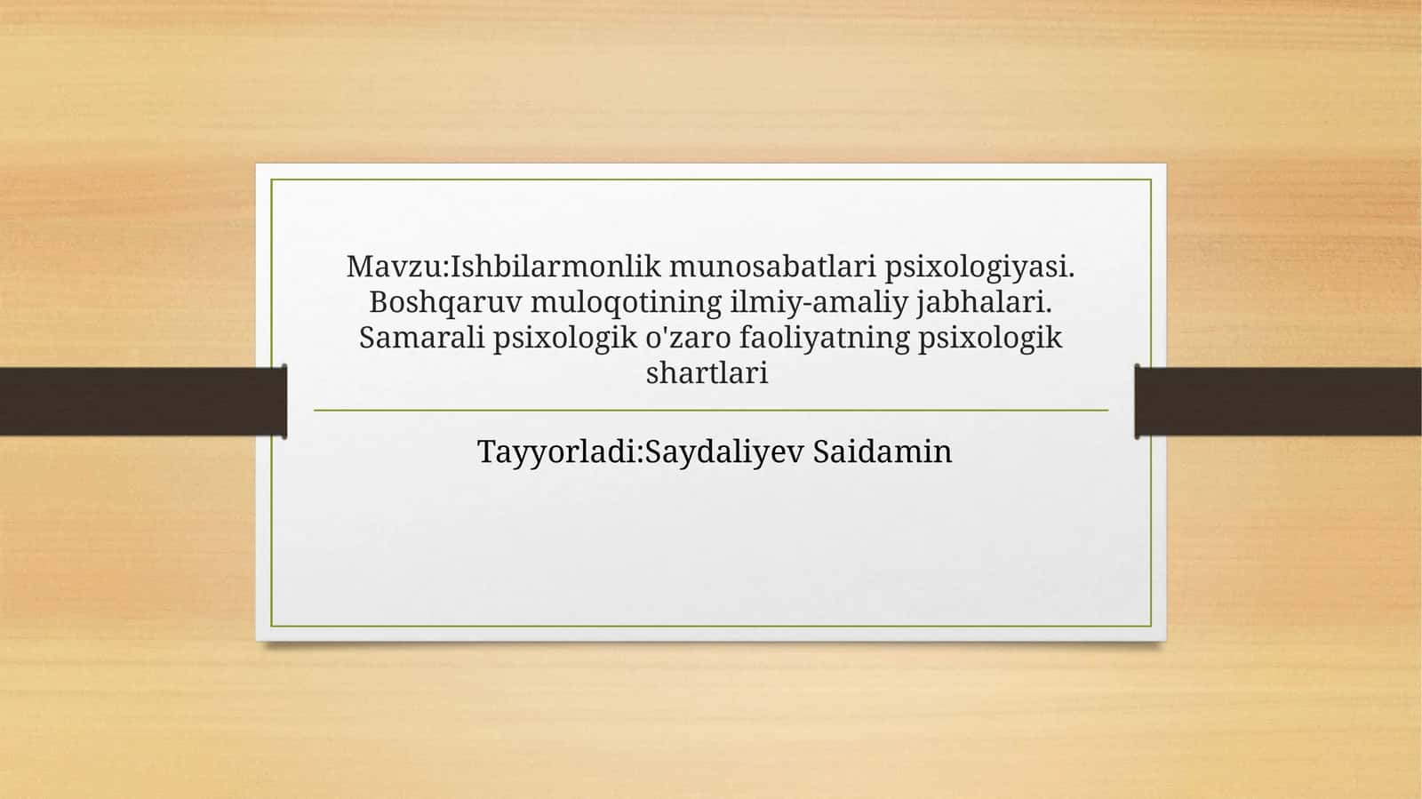 Ishbilarmonlik munosabatlari psixologiyasi