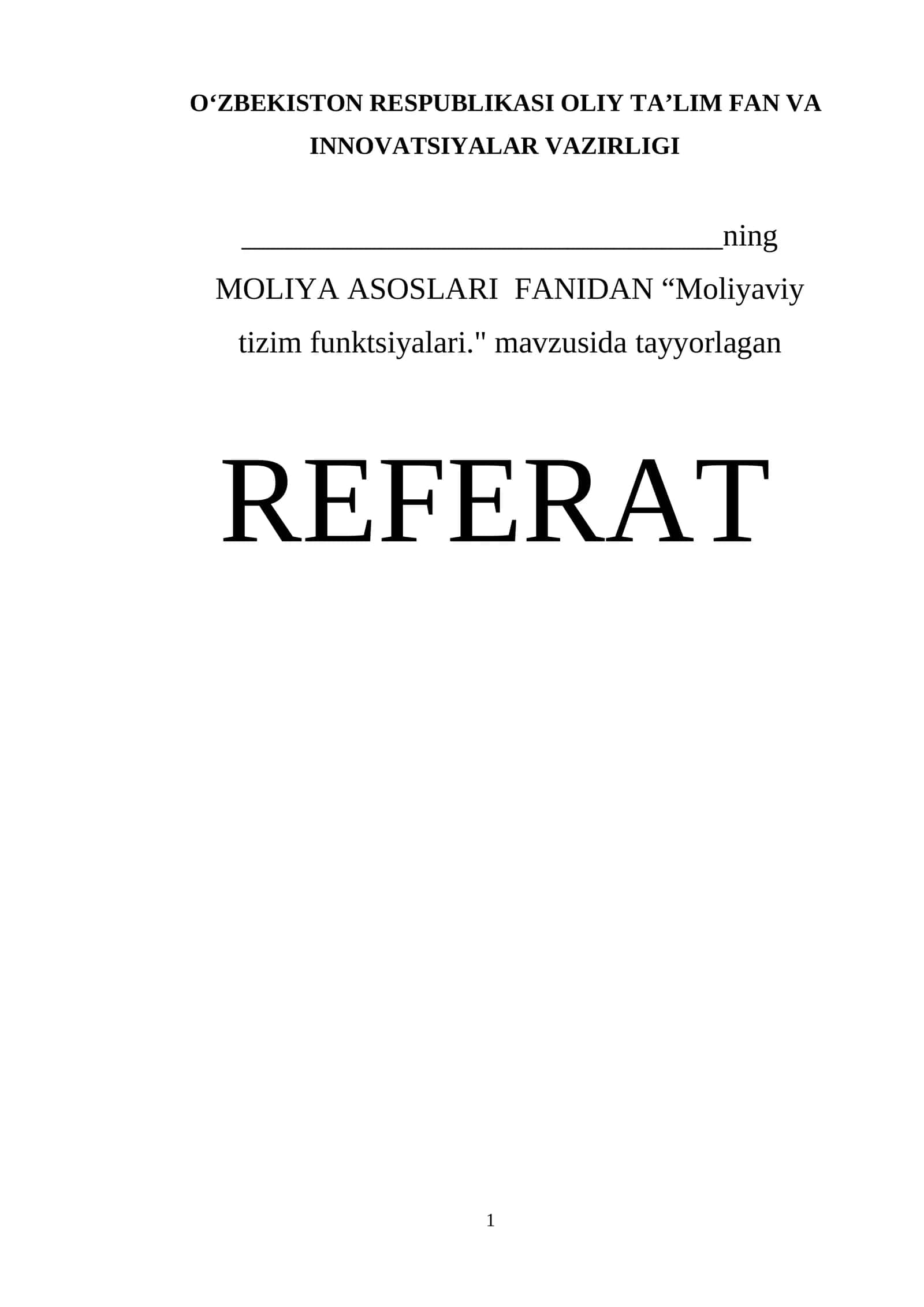 Moliyaviy tizim funktsiyalari