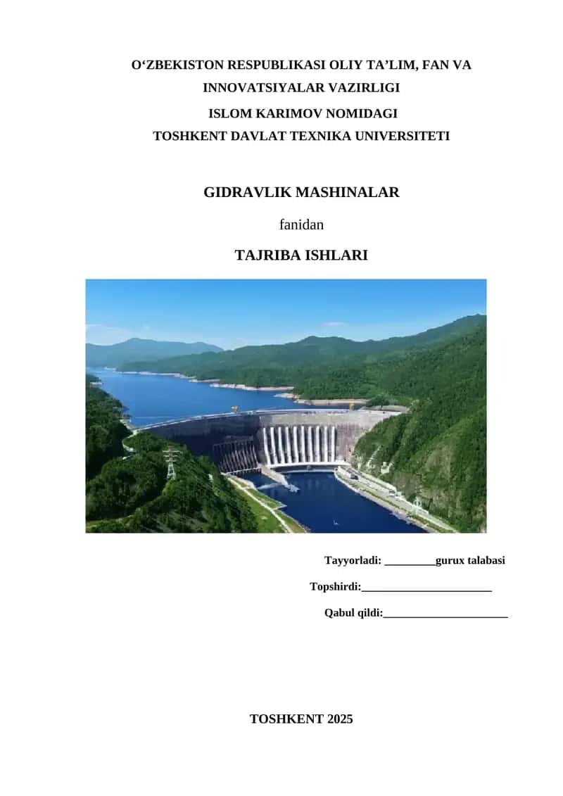 Laboratoriya ISHi KICHIK GES STENDINI MODELI BILAN TANISHISH VA UNING DETALLARI VAZIFASINI O‘RGANISH