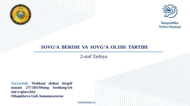 SOVG‘A BERISH VA SOVG‘A OLISH TARTIBI