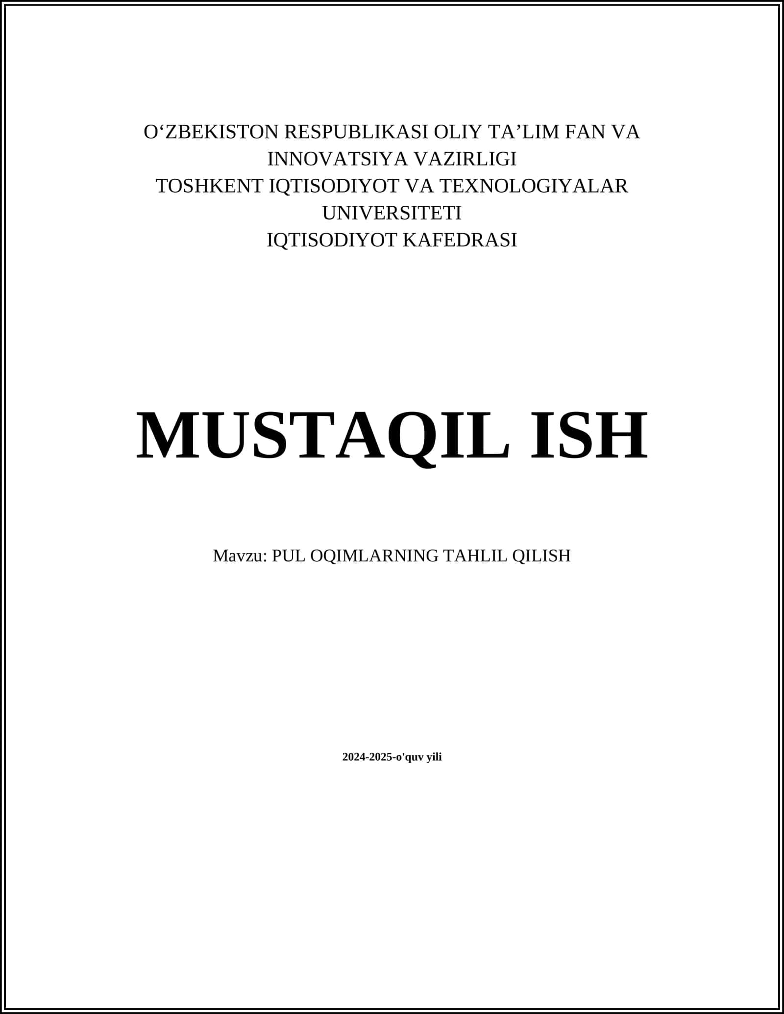 Pul oqimlarini modellashtirish usullari