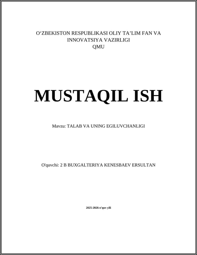 TALAB VA UNING EGILUVCHANLIGI