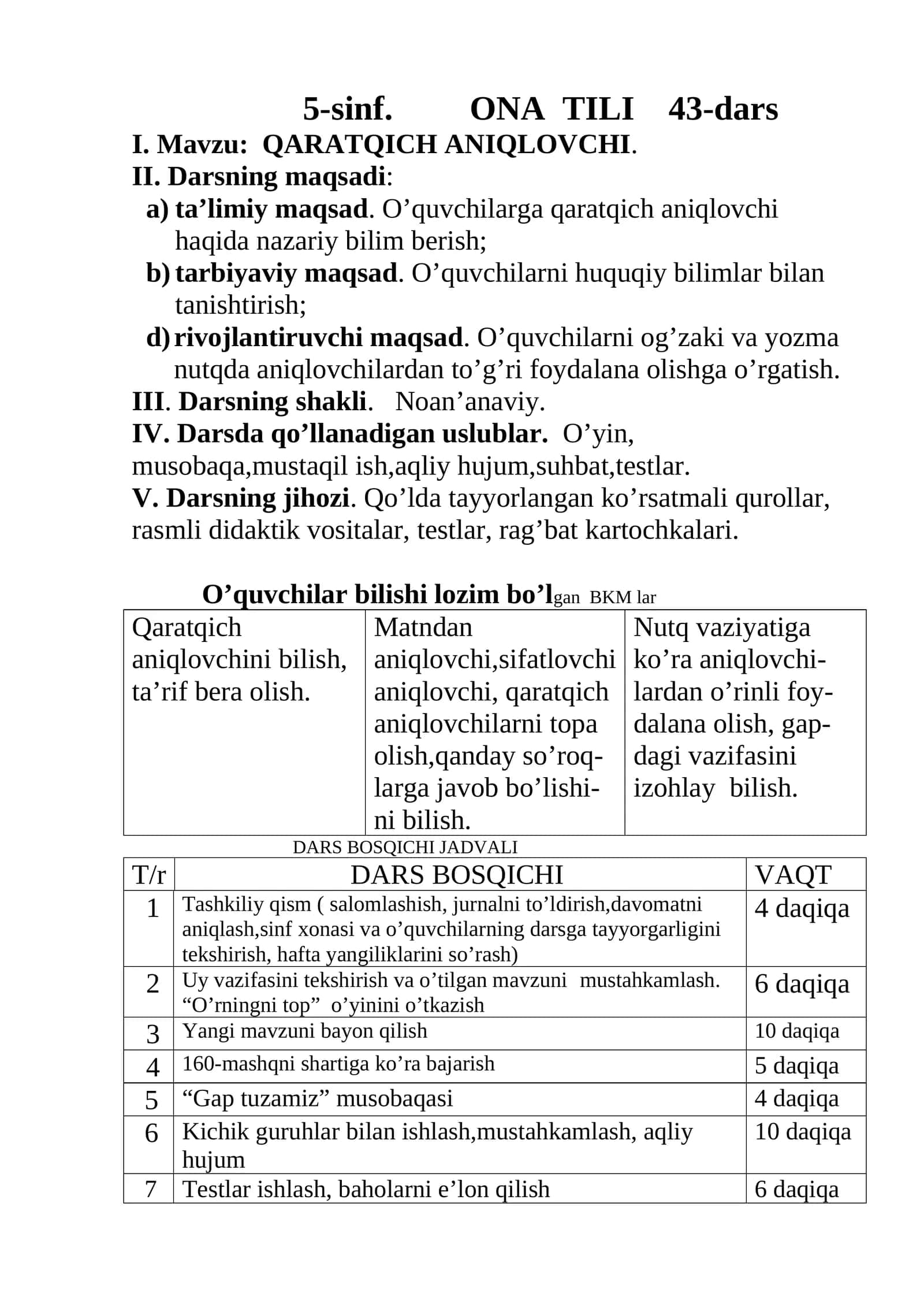 5-sinf. ONA TILI 43-dars