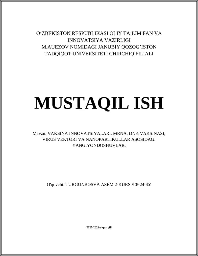 VAKSINA INNOVATSIYALARI