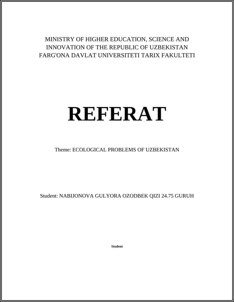 ECOLOGICAL PROBLEMS OF UZBEKISTAN