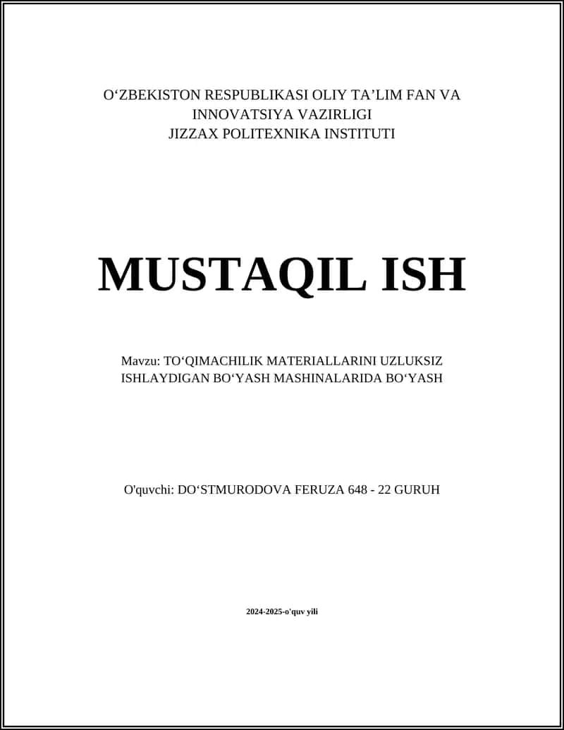 TOʻQIMACHILIK MATERIALLARINI UZLUKSIZ ISHLAYDIGAN BOʻYASH MASHINALARIDA BOʻYASH