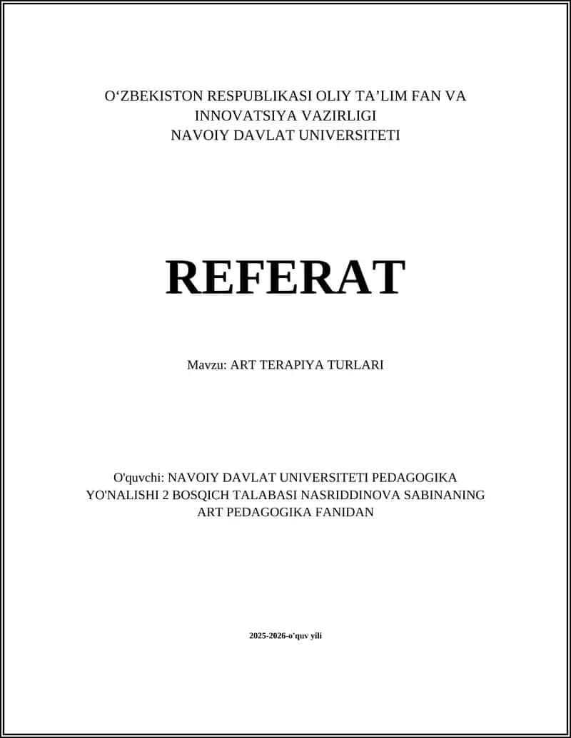 ART TERAPIYA TURLARI