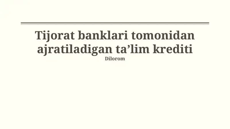Ta'lim kreditlari