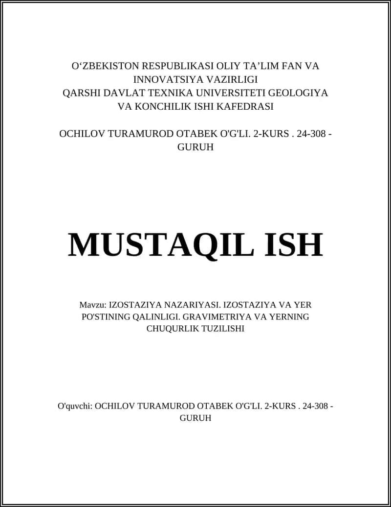 IZOSTAZIYA NAZARIYASI