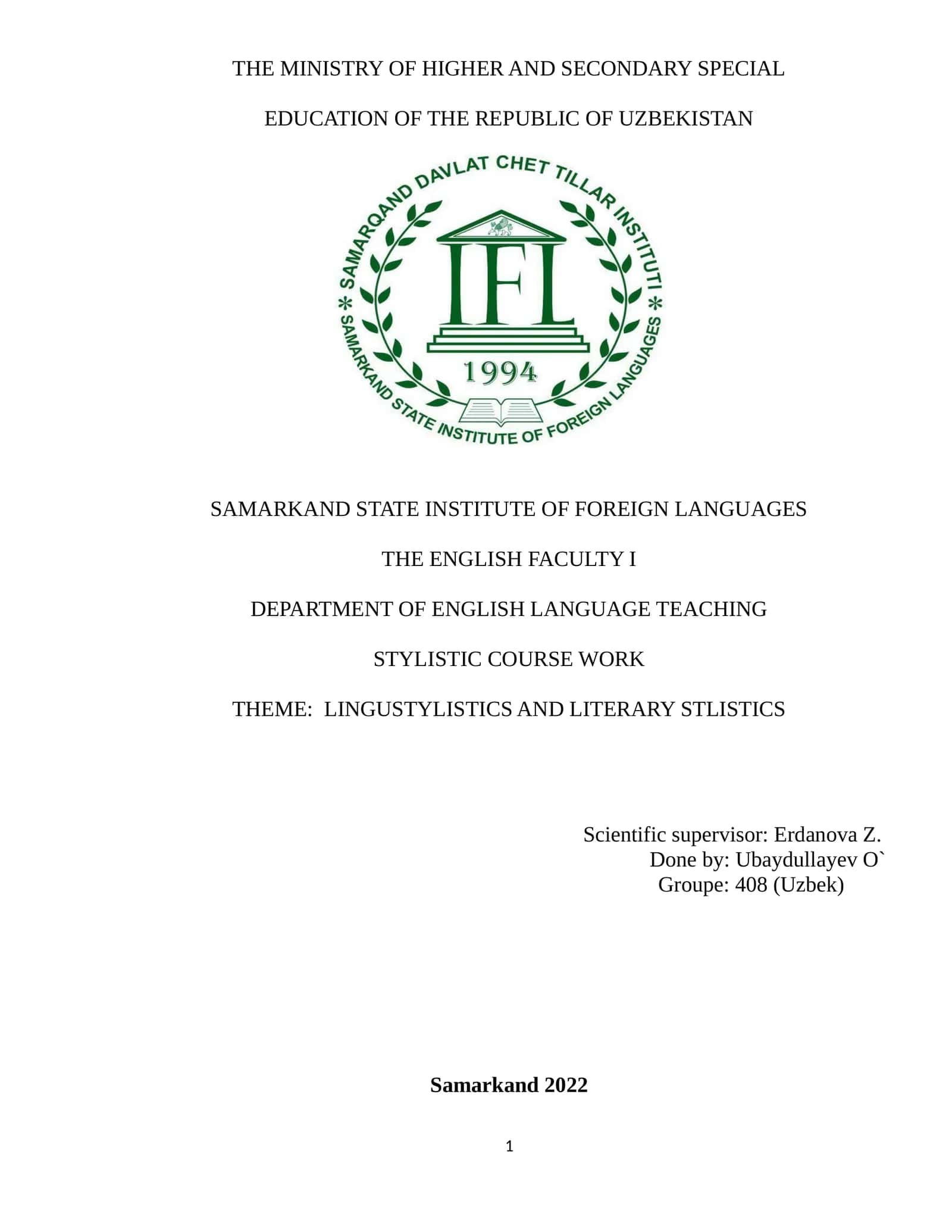 LINGUSTYLISTICS AND LITERARY STLISTICS