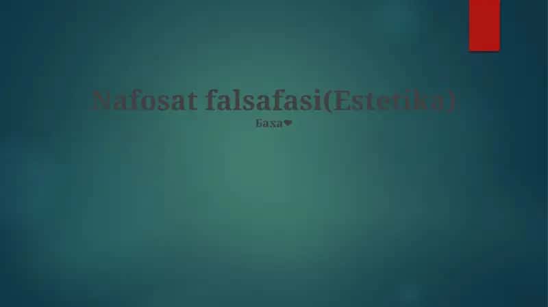 Nafosat falsafasi(Estetika)