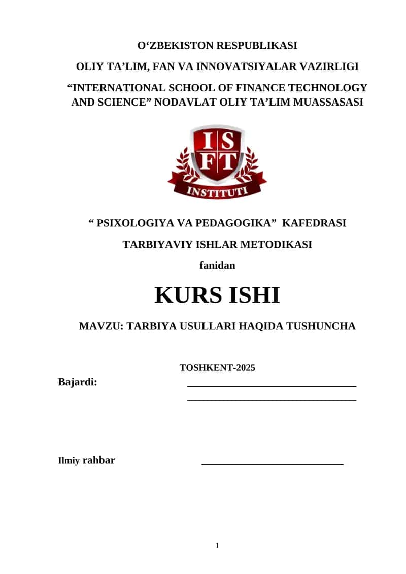 TARBIYA USULLARI HAQIDA TUSHUNCHA