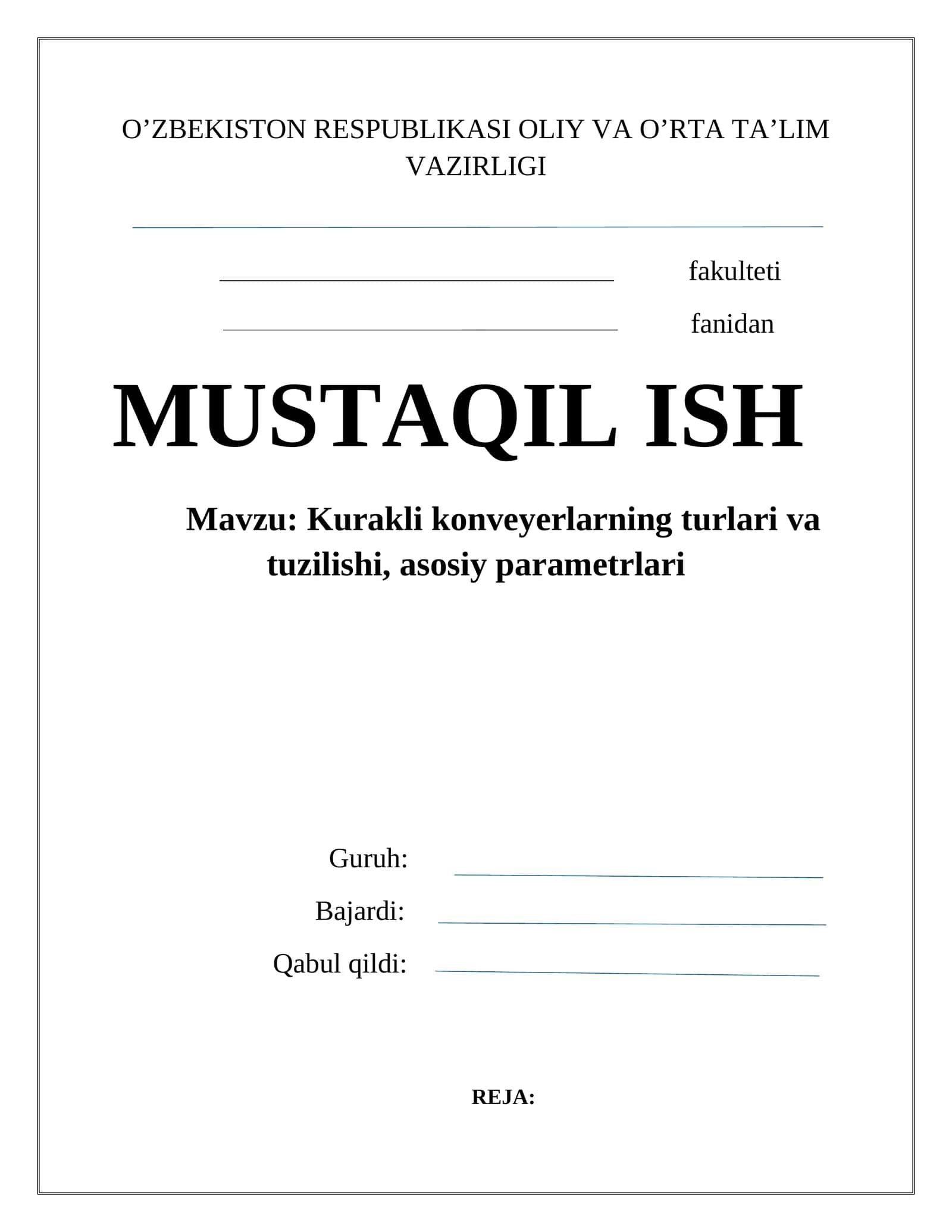 Kurakli konveyerlar turlari va tuzilishi, asosiy parametrlari