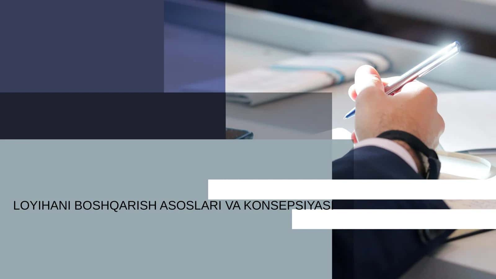 LOYIHANI BOSHQARISH ASOSLARI VA KONSEPSIYASI