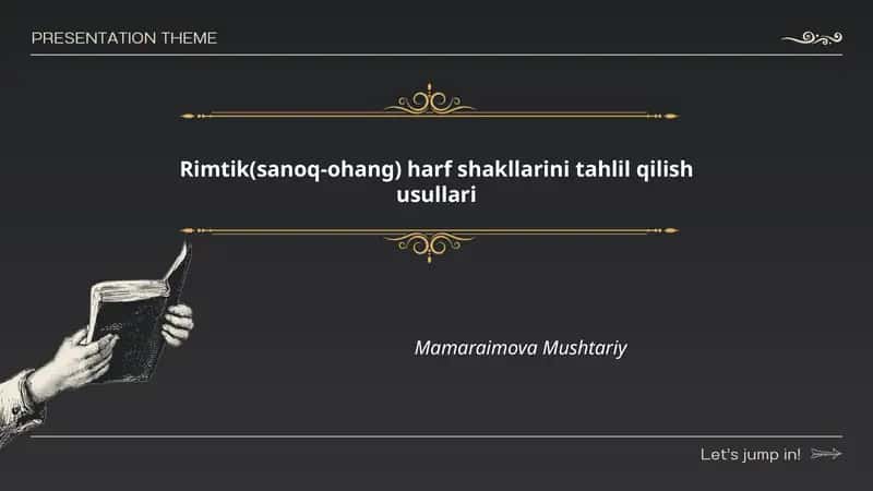Rimtik(sanoq-ohang) harf shakllarini tahlil qilish usullari
