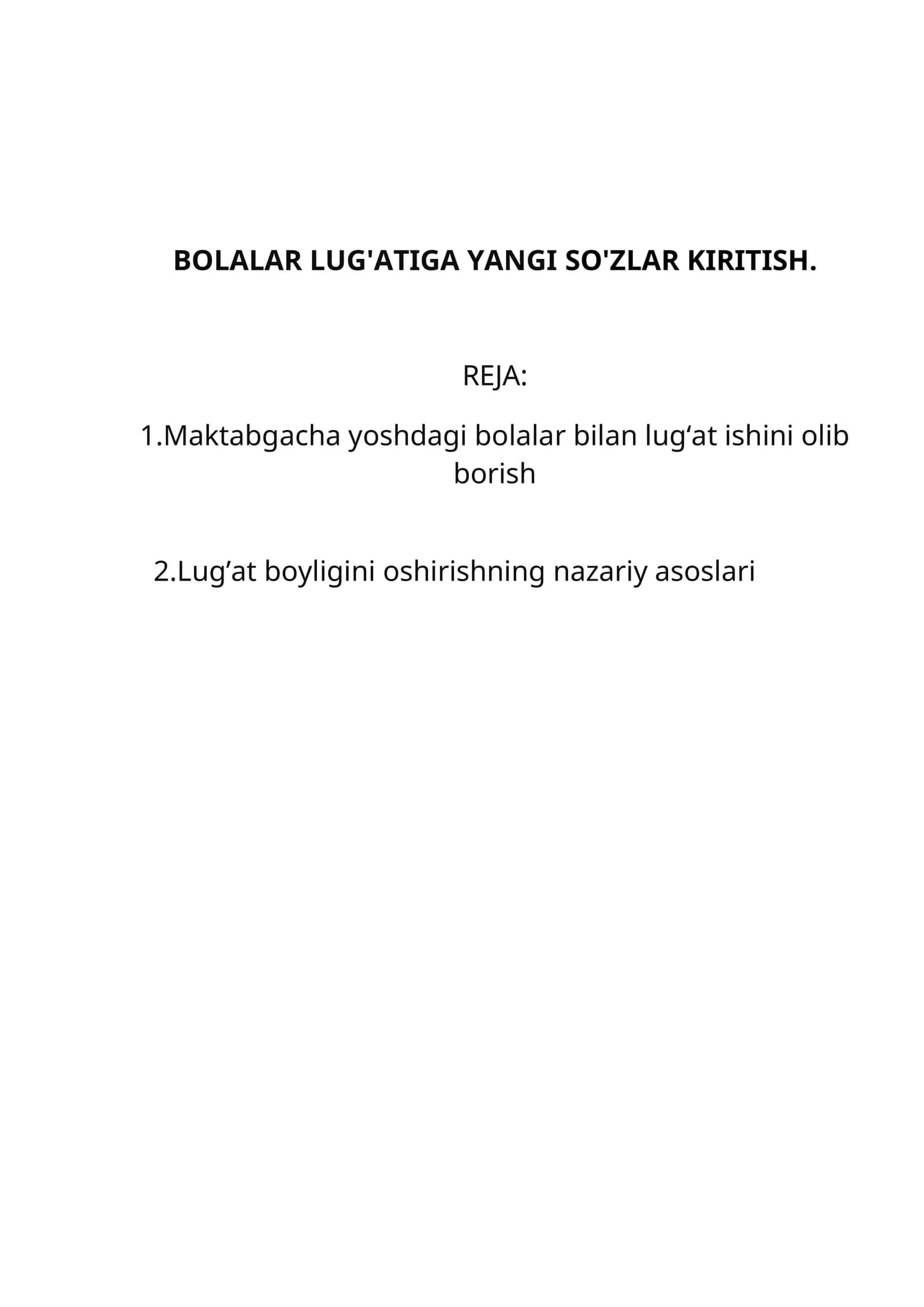 Bolalar Lug'atiga Yangi So'zlar