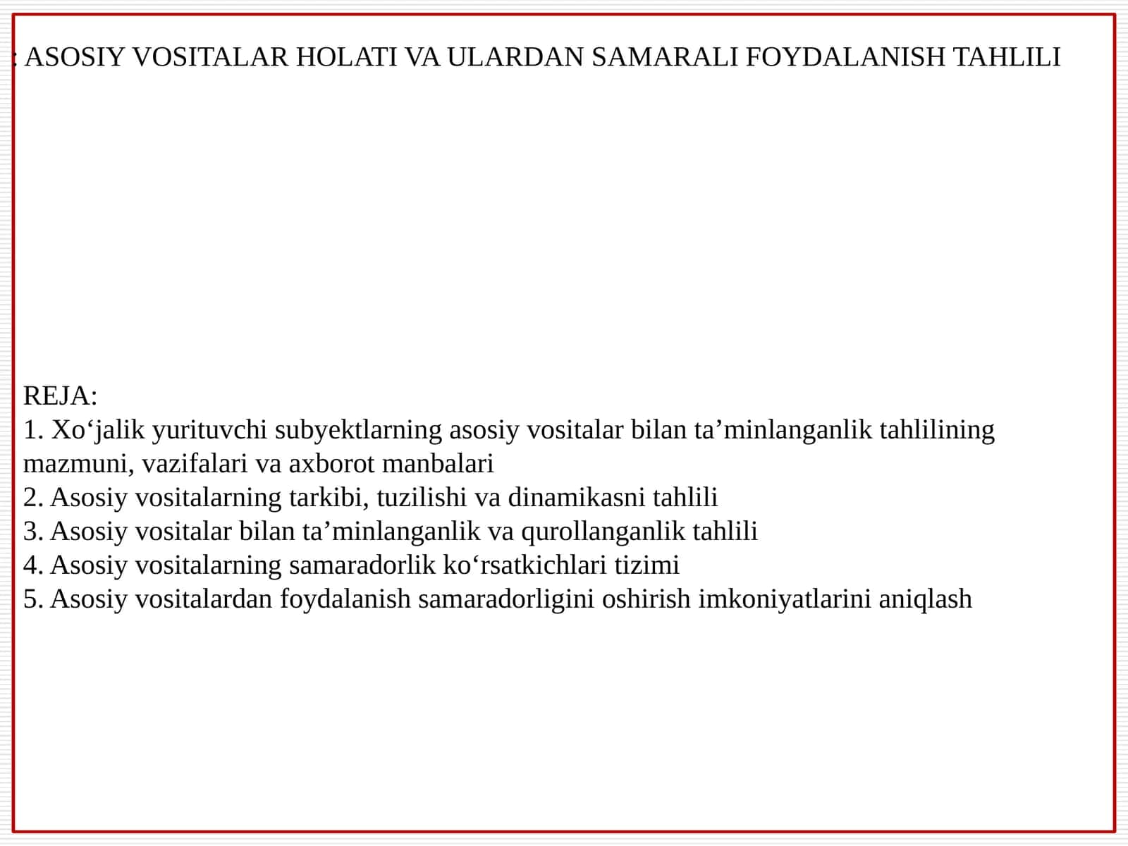 Xoʻjalik yurituvchi subyektlar asosiy vositalari