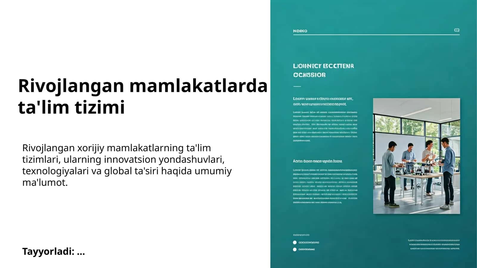 Rivojlangan mamlakatlarda ta'lim tizimi