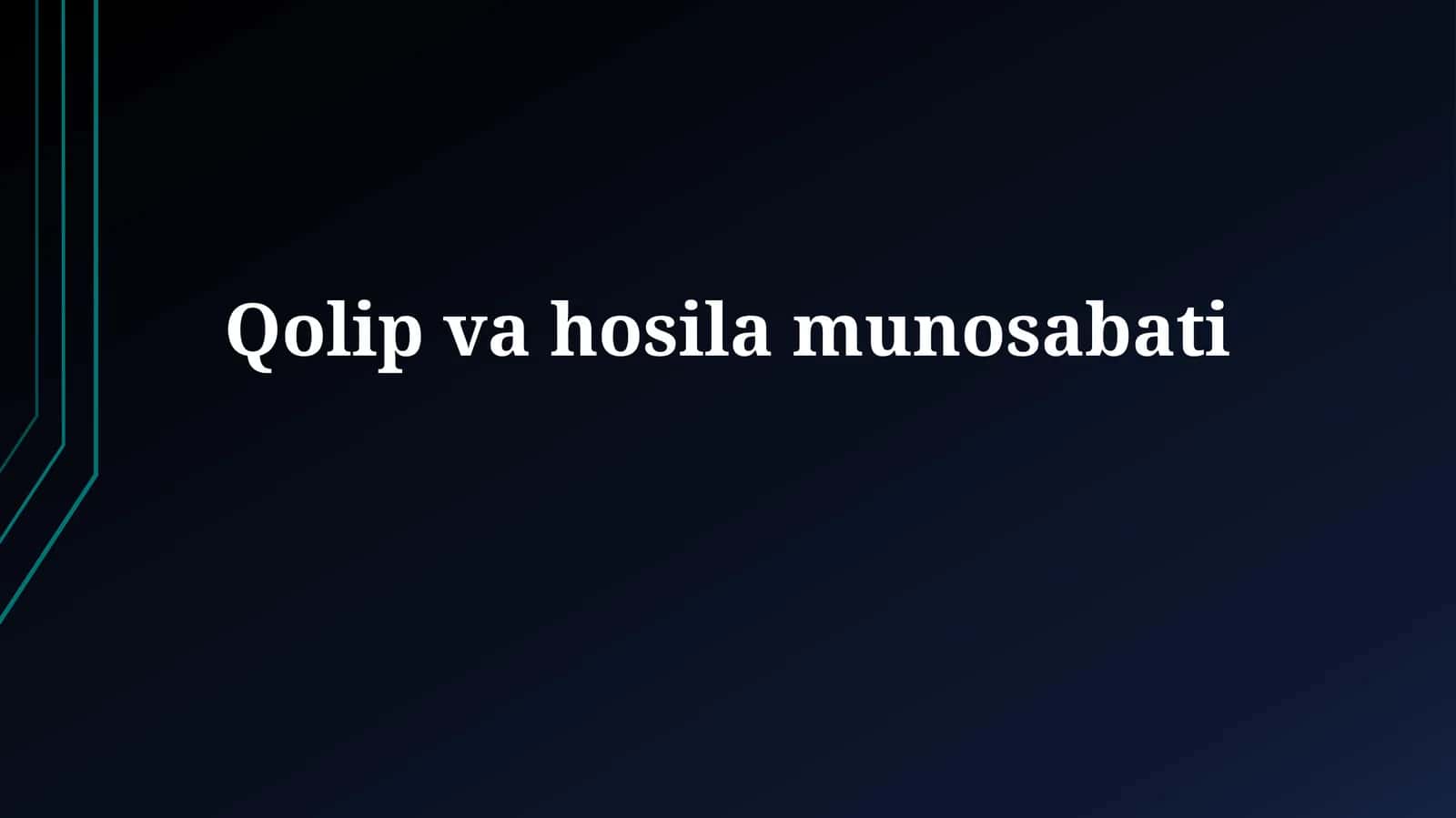 Qolip va hosila tushunchalari
