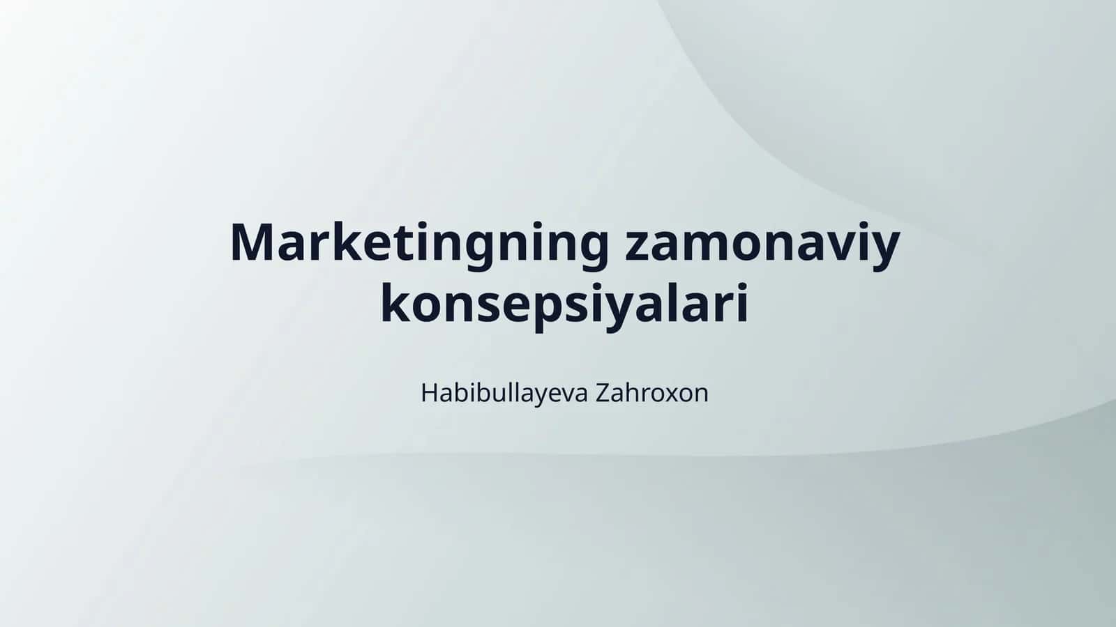 Marketingning zamonaviy konsepsiyalari