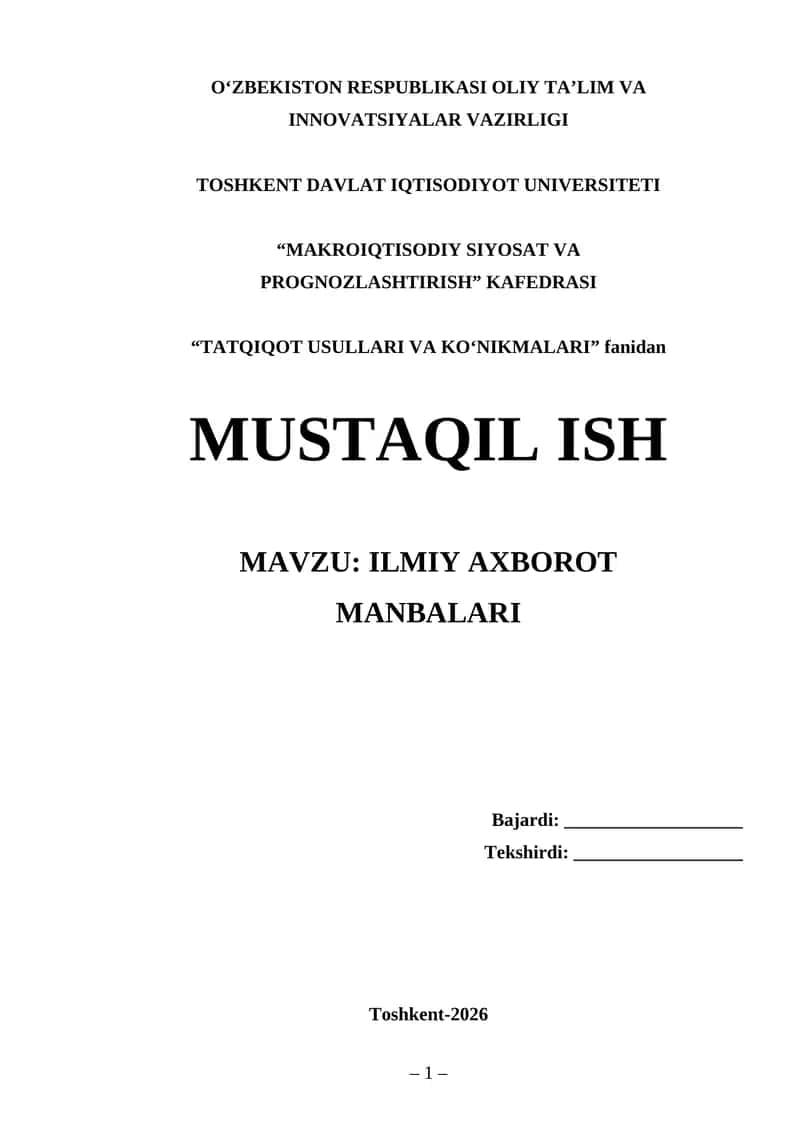 ILMIY AXBOROT MANBALARI