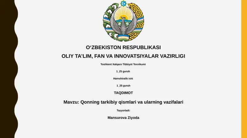 Qonning tarkibiy qismlari va ularning vazifalari