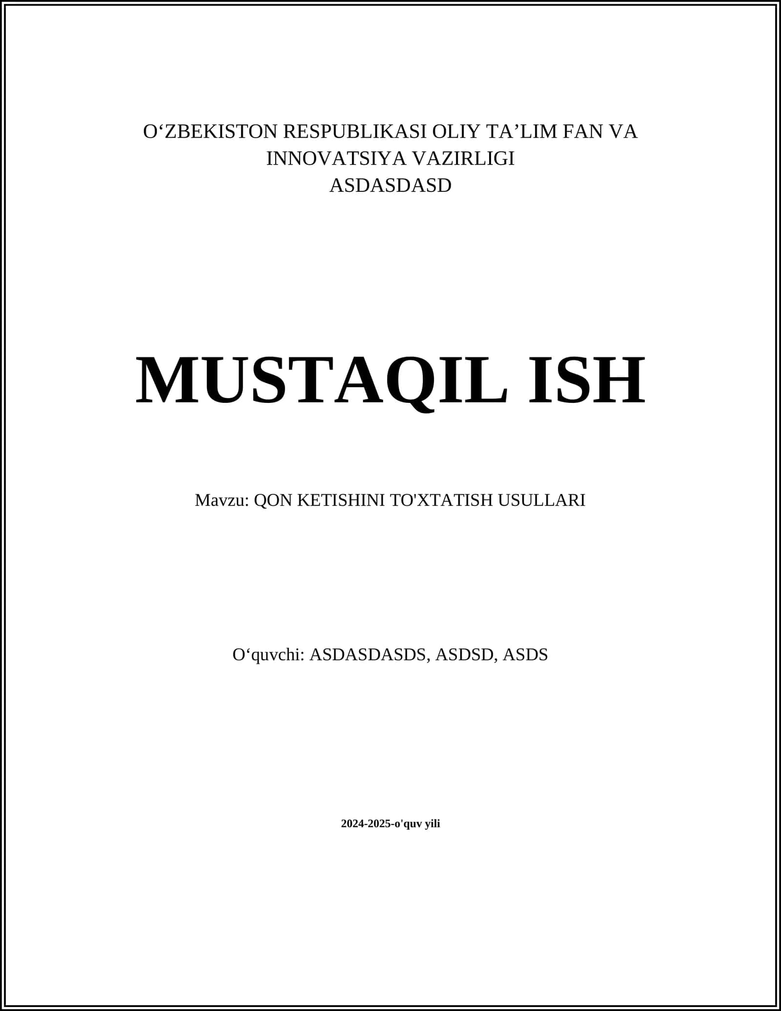 QON KETISHINI TO'XTATISH USULLARI