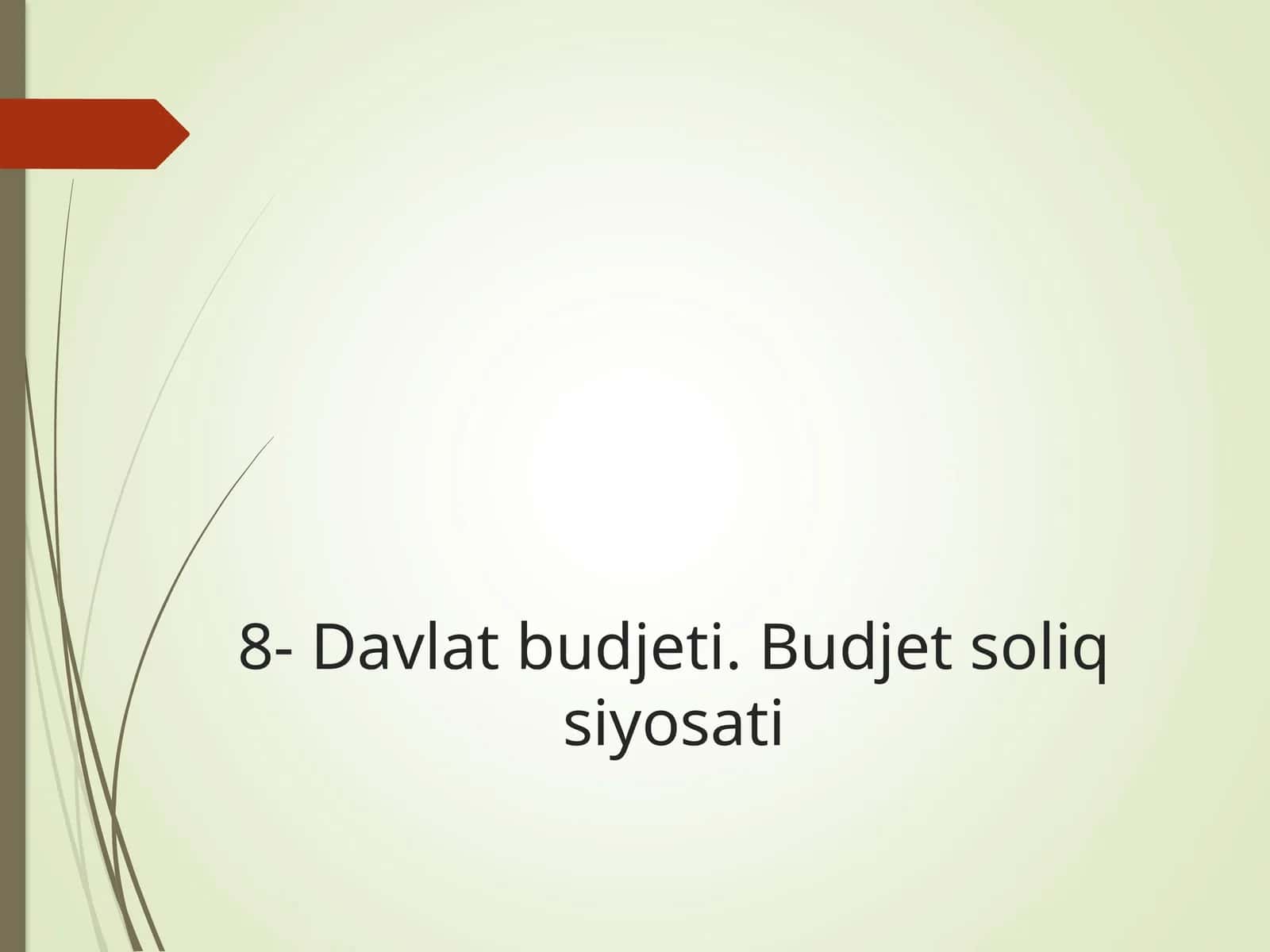 8- Davlat budjeti. Budjet soliq siyosati