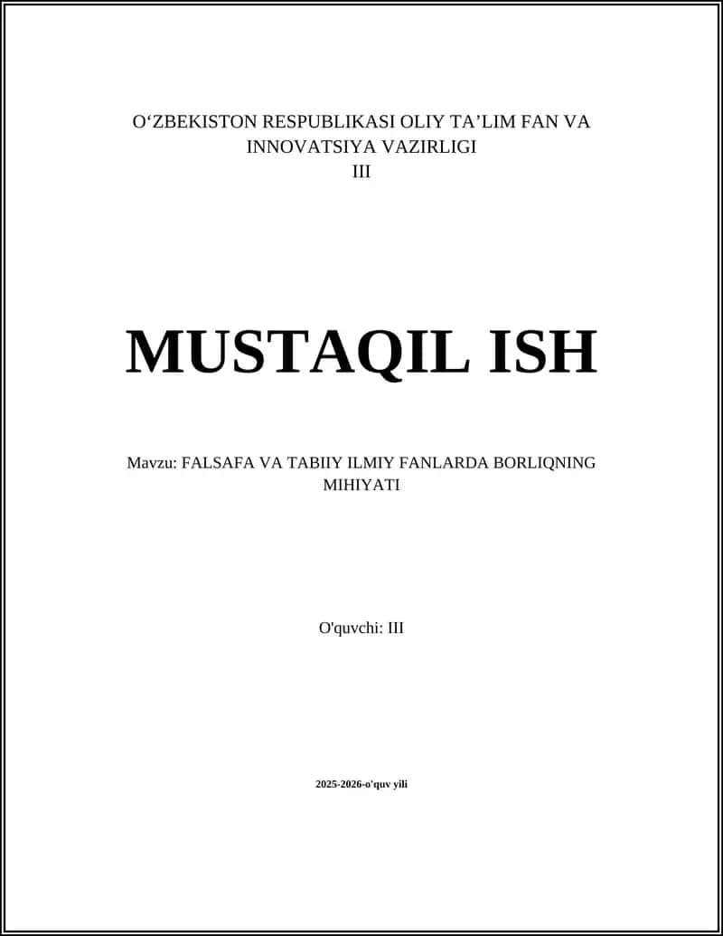 Borliq tushunchasining falsafiy ontologik asoslari