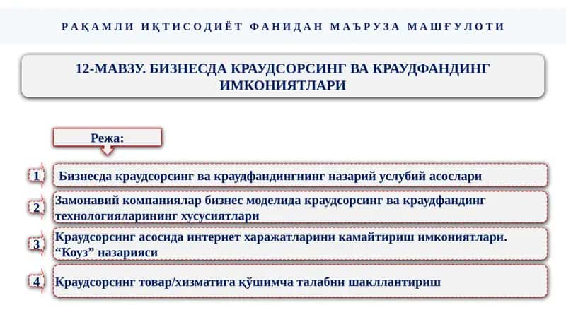 Бизнесда краудсорсинг ва краудфандинг имкониятлари