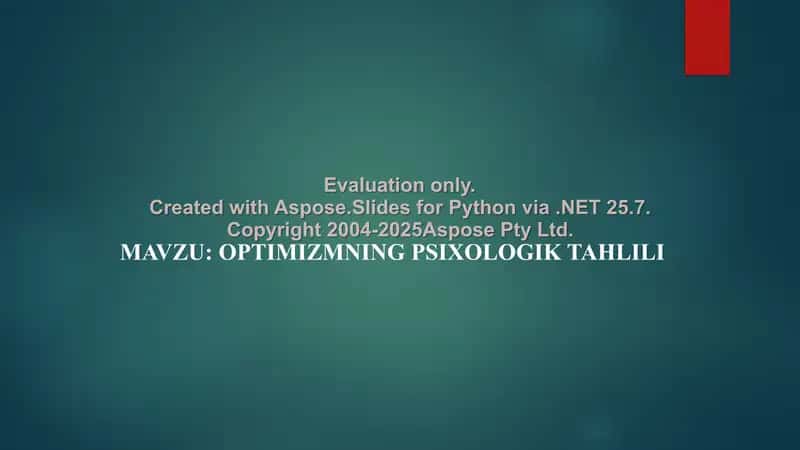 Optimizmning psixologik tahlili