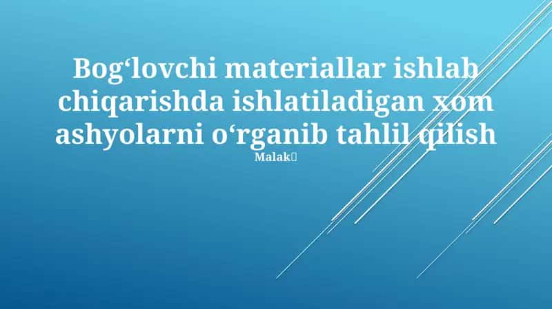 Xom ashyo tahlili
