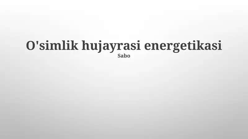 O'simlik hujayrasi energetikasi