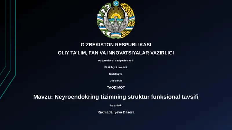 Neyroendokring tizimning struktur funksional tavsifi