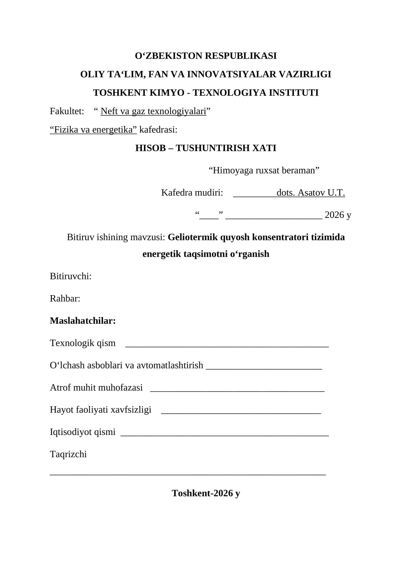 MALAKAVIY BITIRUV ISHINI TAYYORLASH