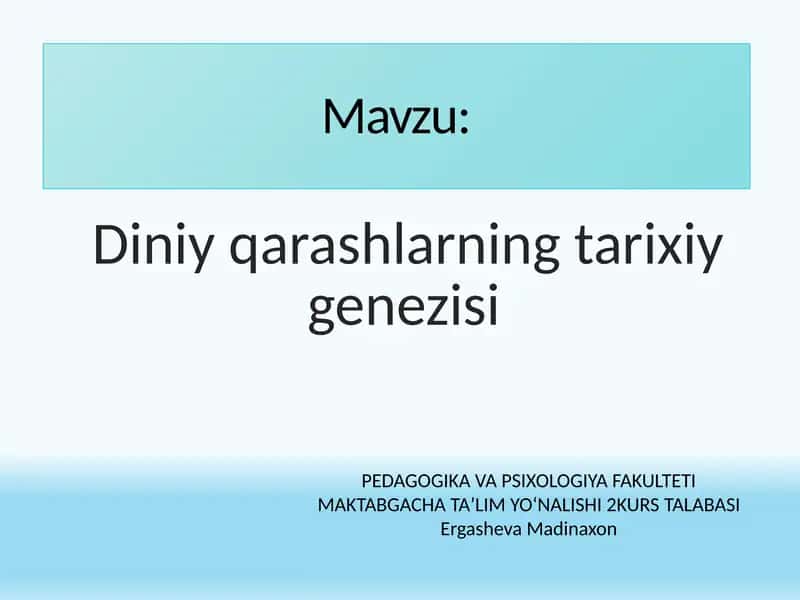 Diniy qarashlarning tarixiy genezisi