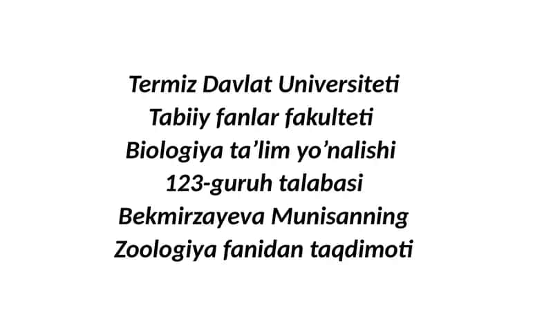 Zoologiya fanidan taqdimoti