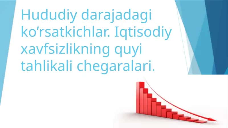 Iqtisodiy xavfsizlikning hududiy darajada ko‘rsatkichlari